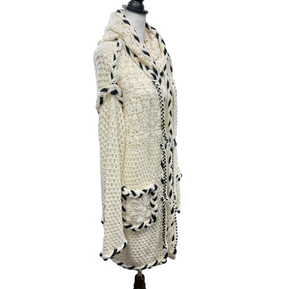 Smythe x Augden Sweater Size XS Long Oversized Open Knit Crochet Alpaca Wool - Picture 4 of 14